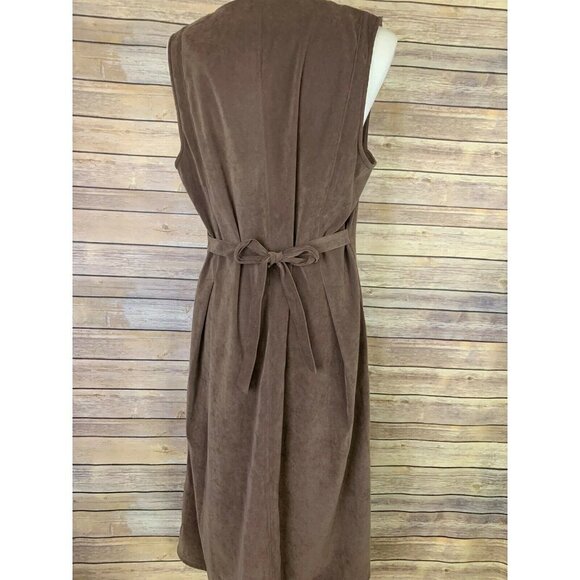 Orvis Womens Petite 12 Faux Suede Dress Brown - Picture 6 of 10